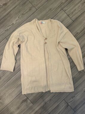 Free People Beach Knit Button-Front Cream Oversized Cardigan Size Medium